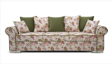 Прямой диван Ameli (Arcadia rose+shaggy green+glance bone) в Тарко-Сале