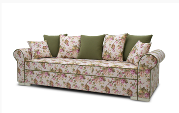 Прямой диван Ameli (Arcadia rose+shaggy green+glance bone) в Тарко-Сале - предосмотр 1
