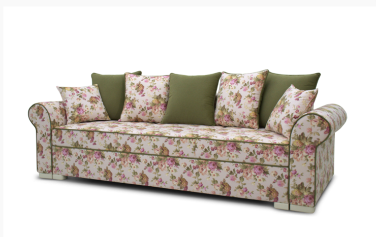 Прямой диван Ameli (Arcadia rose+shaggy green+glance bone) в Тарко-Сале - изображение 1