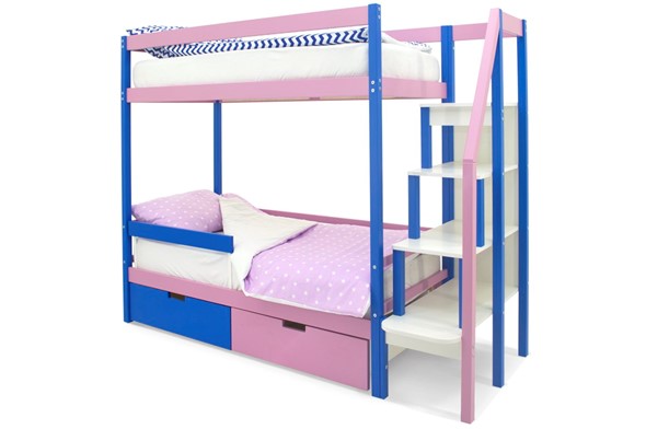 Двухэтажная детская кровать Svogen синий-лаванда в Лабытнанги - изображение