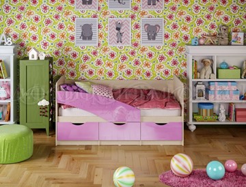 Кровать детская Бабочки 800*1600, Сиреневый глянец в Муравленко