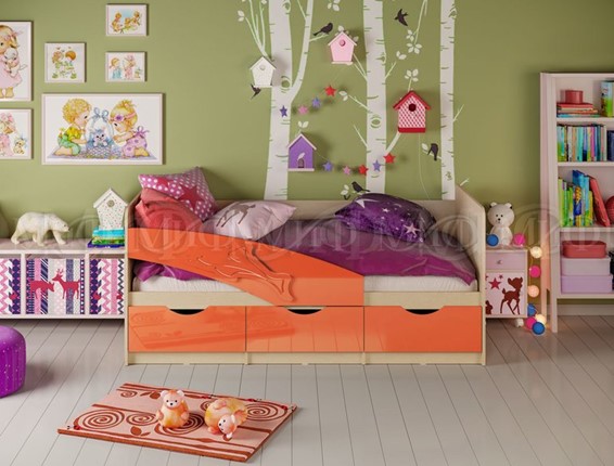 Кровать в детскую Дельфин, Оранжевый глянец 80х180 в Салехарде - изображение