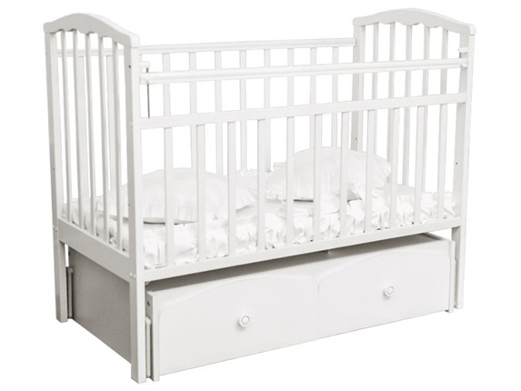Детская кроватка Золушка 7, 60х120, массив березы, цвет белый в Салехарде - изображение