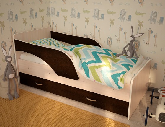 Кровать детская Максимка, корпус Млечный дуб, фасад Венге в Муравленко - изображение