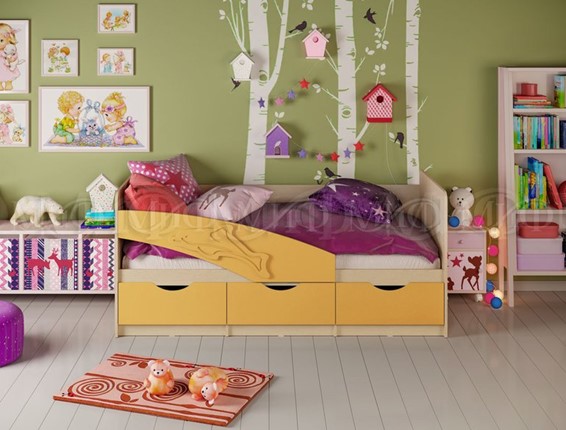 Кровать в детскую Дельфин, Желтый матовый 80х200 в Салехарде - изображение