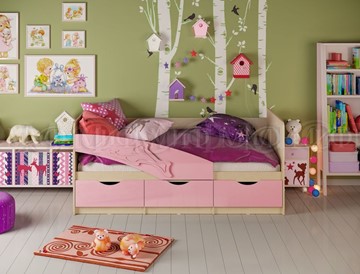 Кровать в детскую Дельфин, Розовый глянец 80х160 в Новом Уренгое