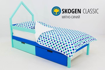 Кровать-домик мини Skogen мятно-синий в Губкинском