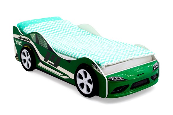 Кровать-машина детская Супра зеленая в Салехарде - изображение