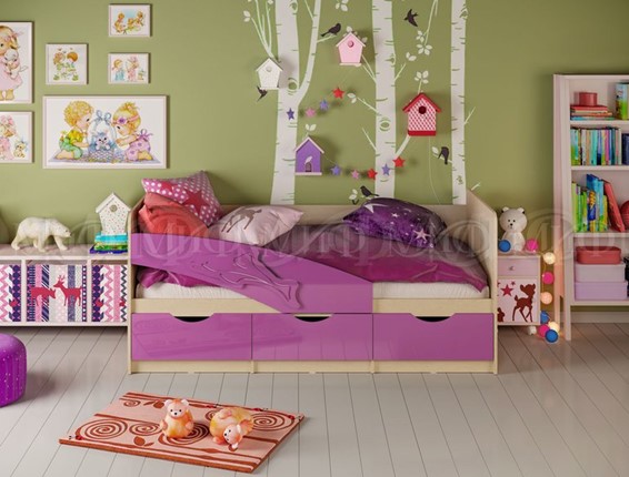 Кровать в детскую Дельфин, Фиолетовый глянец 80х160 в Салехарде - изображение