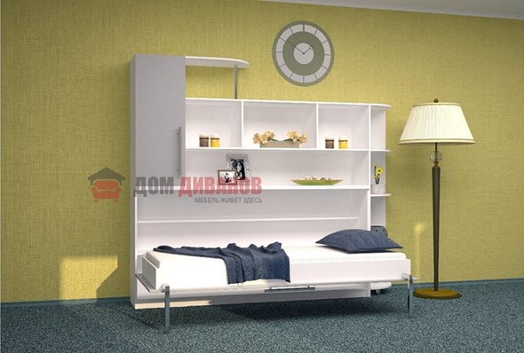 Детская кровать-шкаф Горизонтальная в серых тонах, Белый шагрень/Алюминий (900х2000) в Губкинском - изображение