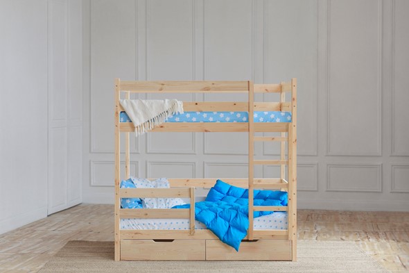 Детская двухэтажная кровать без крыши с ящиками, без покраски в Губкинском - изображение