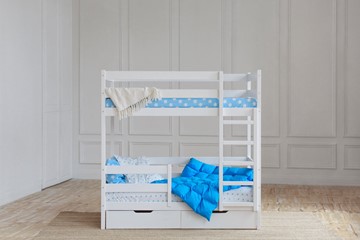 Двухъярусная кровать без крыши с ящиками, цвет белый в Салехарде