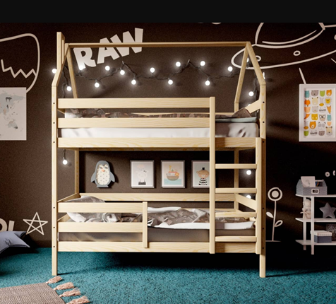 Детская 2-этажная кровать Домик, без покраски в Салехарде - изображение