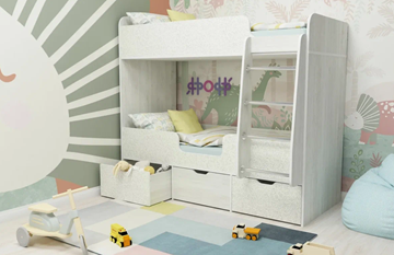 Детская двухэтажная кровать Малыш двойняшка 70х160, корпус Винтерберг, фасад Фейритейл в Надыме - предосмотр