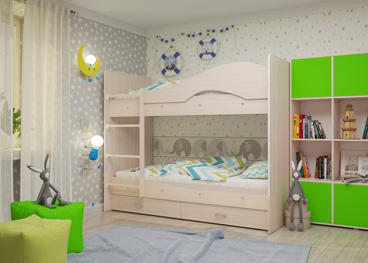 Двухэтажная кровать Мая на щитах, цвет Млечный дуб в Губкинском - изображение 2