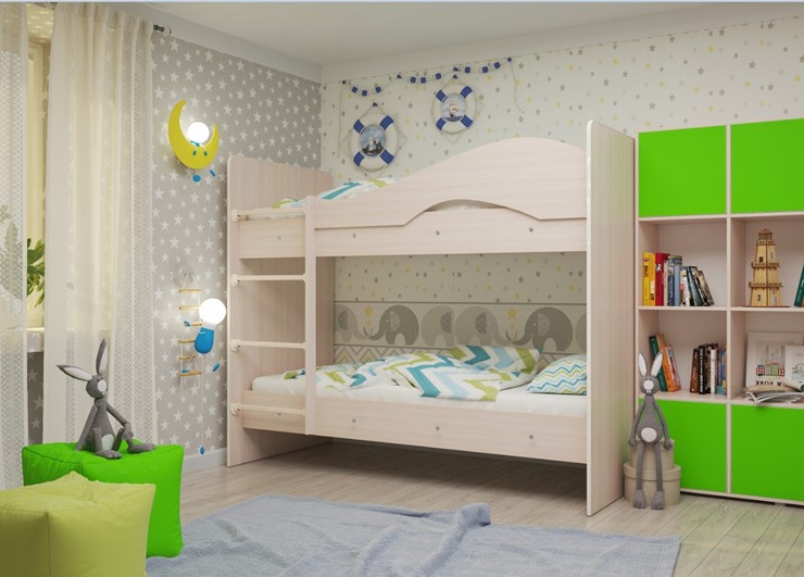 Двухэтажная кровать Мая на щитах, цвет Млечный дуб в Губкинском - изображение 1