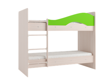 Детская 2-этажная кровать Мая на щитах со шкафом и ящиками, корпус Млечный дуб, фасад Салатовый в Салехарде - предосмотр 3