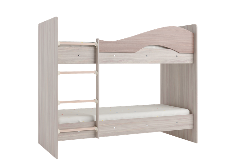 Двухъярусная кровать Мая на щитах со шкафом и ящиками, корпус Шимо светлый, фасад Шимо темный в Салехарде - изображение 3