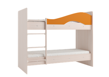 Двухэтажная детская кровать Мая с 2 ящиками на щитах, корпус Млечный дуб, фасад Оранжевый в Лабытнанги - предосмотр 2