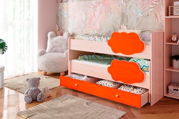 Кровать двухъярусная Соник 1.6 с ящиком, Оранжевый в Надыме