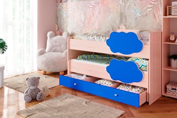 Двухэтажная детская кровать Соник 1.6 с ящиком, Синий в Салехарде - предосмотр