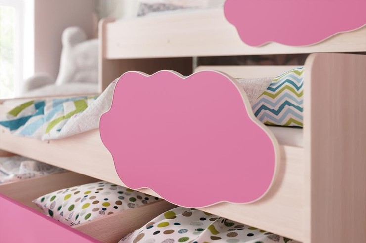 Детская двухъярусная кровать Соник 1.6 с ящиком, Розовый в Надыме - изображение 2