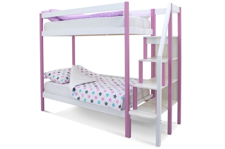 Детская двухэтажная кровать Svogen лаванда-белый в Салехарде - изображение 2