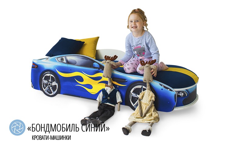 Кровать-машина в детскую Бондимобиль синий в Салехарде - изображение 2