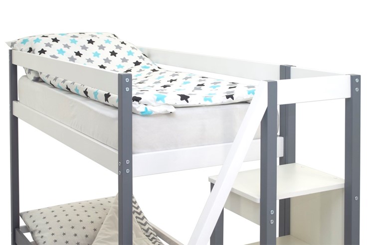 Детская 2-ярусная кровать Svogen графит-белый в Надыме - изображение 10