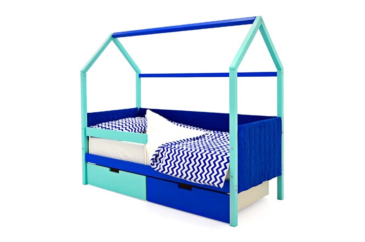 Кровать-домик детская Svogen, мятный-синий мягкая в Салехарде - изображение 3