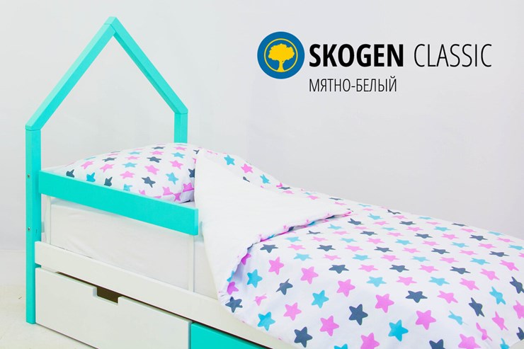 Кровать-домик детская мини Skogen белый-мятный в Салехарде - изображение 3