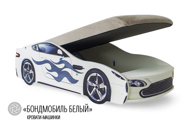 Детская кровать-машина Бондимобиль белый в Надыме - изображение 1