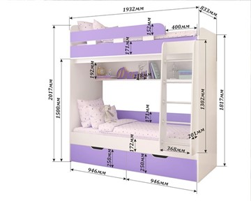 Детская двухэтажная кровать Юниор-5, каркас Бодего, фасад Оранжевый в Губкинском - предосмотр 1