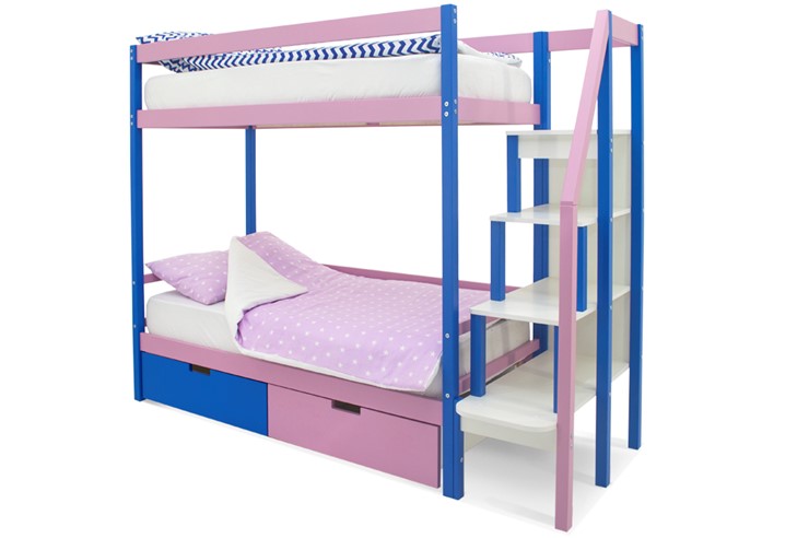Двухэтажная детская кровать Svogen синий-лаванда в Салехарде - изображение 4