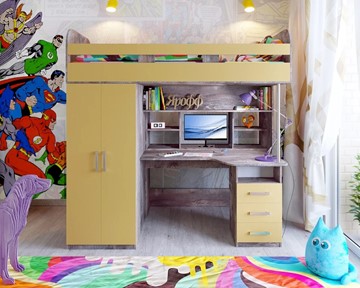 Детская кровать-шкаф Аракс, каркас Бетон, фасад Зира в Салехарде