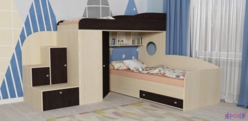 Детская кровать-шкаф Кадет-2, корпус Дуб, фасад Венге в Губкинском