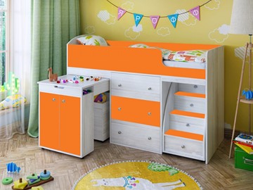 Детская кровать-шкаф Малыш 1600, корпус Винтерберг, фасад Оранжевый в Муравленко