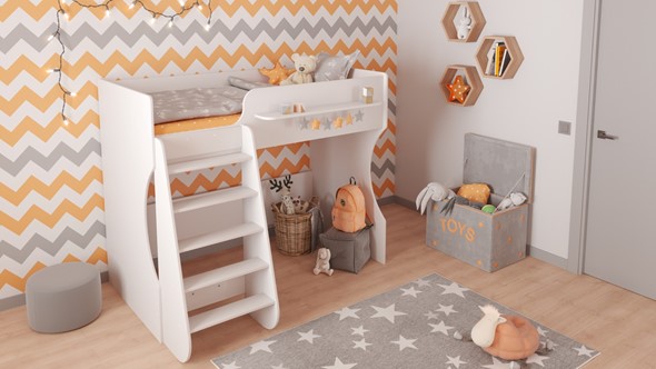 Кровать-чердак POLINI Kids Dream 1700 Белый в Лабытнанги - изображение