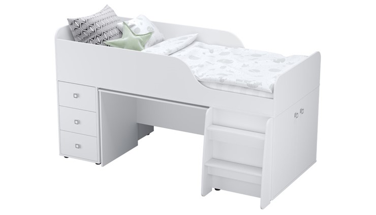 Кровать-чердак с рабочей зоной POLINI Kids Simple 4500 Белый в Надыме - изображение 6