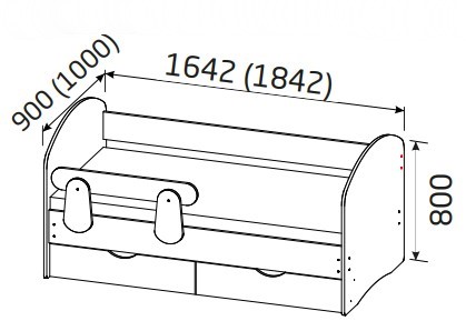 Кроватка Бэмби 1800х900 без ящиков и бортика, белый в Салехарде - изображение 1