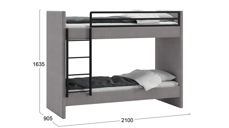 Детская двухъярусная кровать Дарси (Велюр Светло-серый) в Салехарде - изображение 2