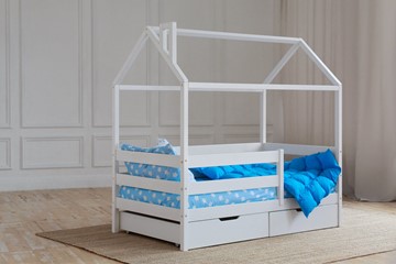 Кровать детская Домик с ящиками, цвет белый в Губкинском