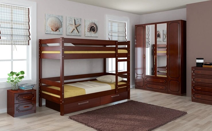 Детская двухэтажная кровать Джуниор двухъярусная (Орех) в Надыме - изображение 1
