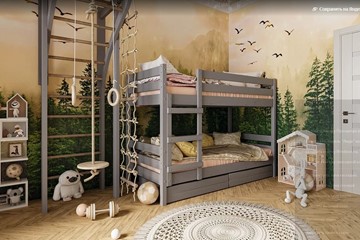 Кровать в детскую Джуниор двухъярусная с ящиками (Антрацит) в Тарко-Сале - предосмотр 1