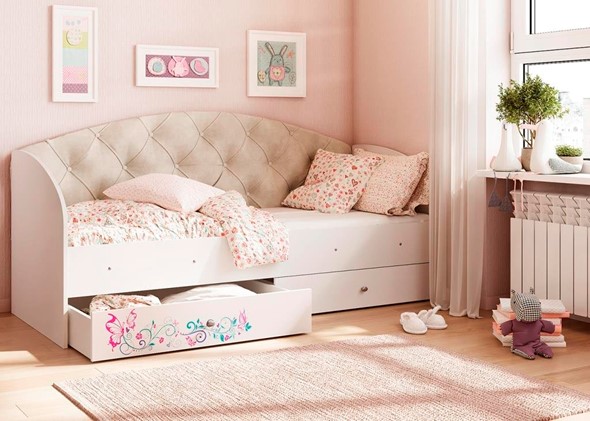 Односпальная детская кровать Эльза без бортика, Бежевый (латы) в Салехарде - изображение