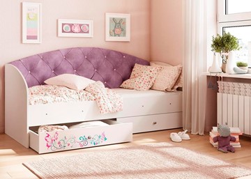 Кровать детская односпальная Эльза без бортика, Фиолетовый (латы) в Муравленко