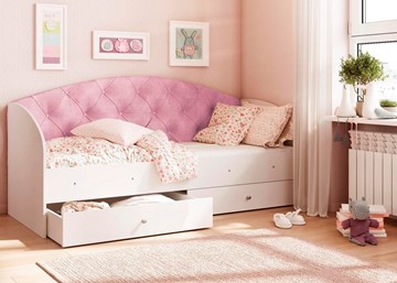 Односпальная детская кровать Эльза без бортика, Розовый (латы) в Муравленко