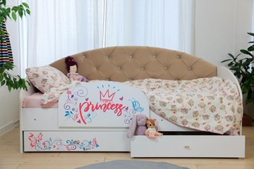 Детская кровать с ящиками Эльза с бортиком, Бежевый (латы) в Салехарде - предосмотр 5