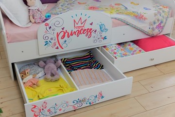 Детская кровать с ящиками Эльза с бортиком, Розовый (щиты) в Лабытнанги - предосмотр 6