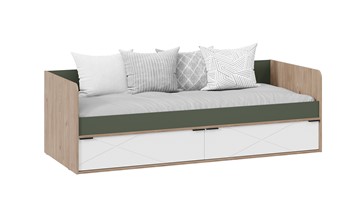 1-спальная детская кровать Лео ТД-410.12.01 (Гикори джексон/Белый матовый/Дымчатый зеленый) в Салехарде